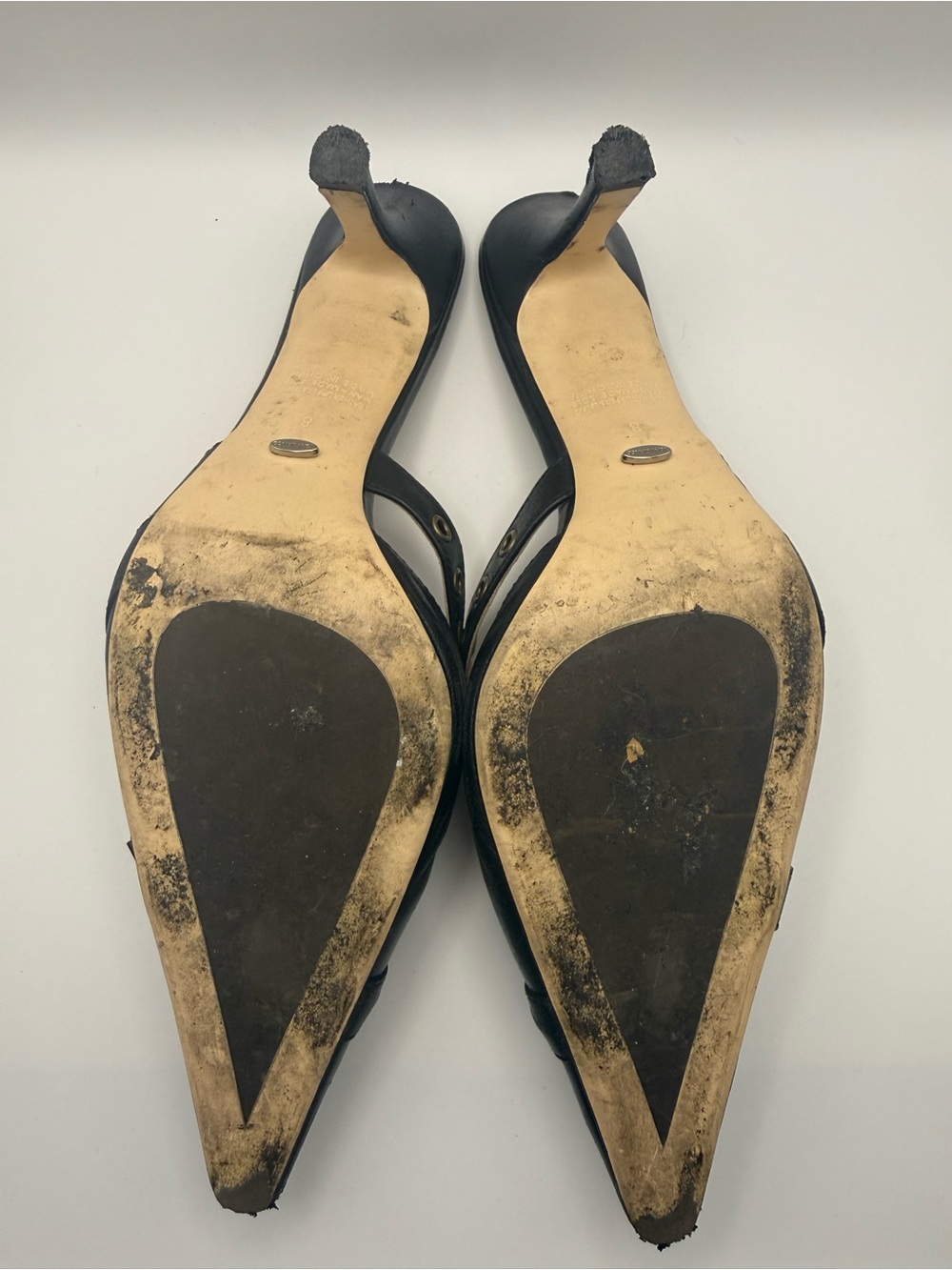 Tony Bianco Black Pointed Leather Mule with Gold Buckle - Picture 10 of 10